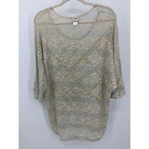 Daytrip By Buckle XL Open Weave Studded Sweater Tunic Dolman Sleeves